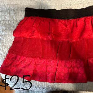 Layered, red skirt